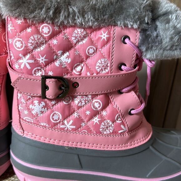 Snow boots girls, size 5, pink and gray new - Picture 5 of 6